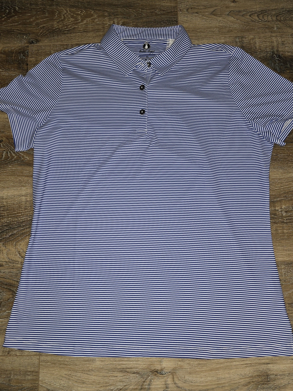 Birdies + Bogeys Polo Shirt Womens Size XL Blue Stripes Performance Golf NWOT